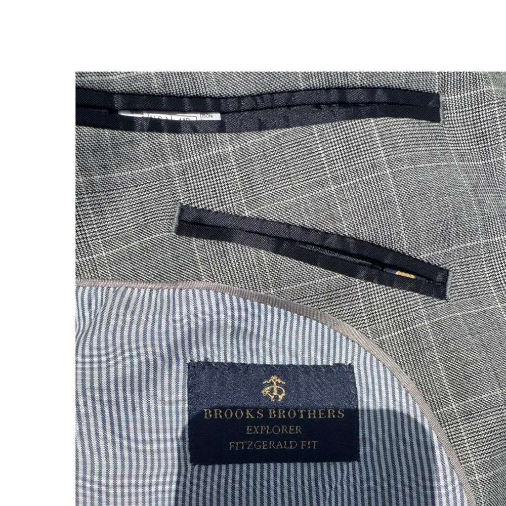 Brooks Brothers Explorer Fitzgerald Fit Grey Glen Plaid Blazer Sport Coat 44R
